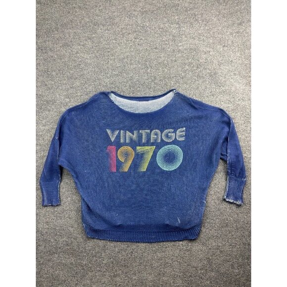 Gigi Moda Sweater Women's One Size Daria Batwing Blue Vintage 1970 Made in Italy - Picture 1 of 8